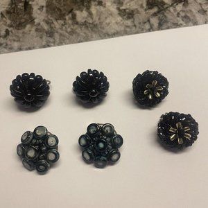 Lot Of 3 Beaded Costume Earrings Vintage - Modern Clip On Clipon - Bead Cluster!